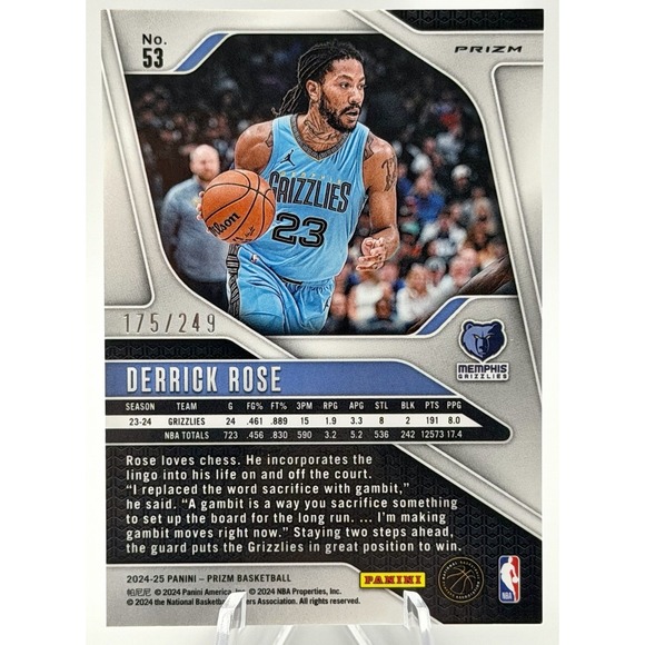 2024-25 Panini Prizm Derrick‎ Rose Skewed Prizm /249 - Picture 2 of 4